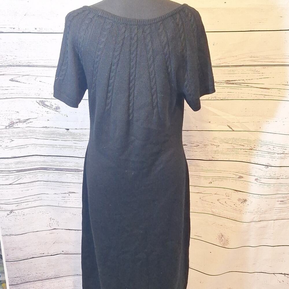 Calvin Klein Merino Wool Blend Cable Knit Stretch Sweater Dress SzL #1290 - Picture 4 of 6